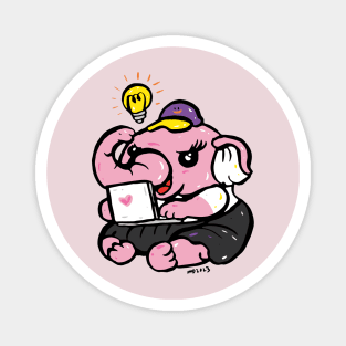 Pink baby elephant back to school Magnet